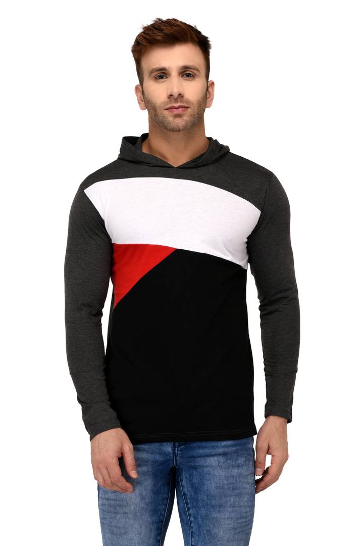 Multicoloured Cotton Colourblocked Hooded Tees