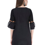 Women Rayon Black Embroidered Tunic Top