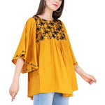 MUSTARD EMBROIDERED TOP