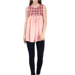 Women's Rayon Pink Embroidered Top