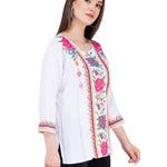 Women's Rayon White Embroidered Top