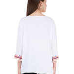 Women's Rayon White Embroidered Top
