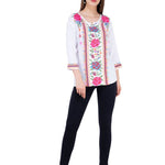 Women's Rayon White Embroidered Top
