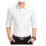 White Solid Cotton Slim Fit Casual Shirt