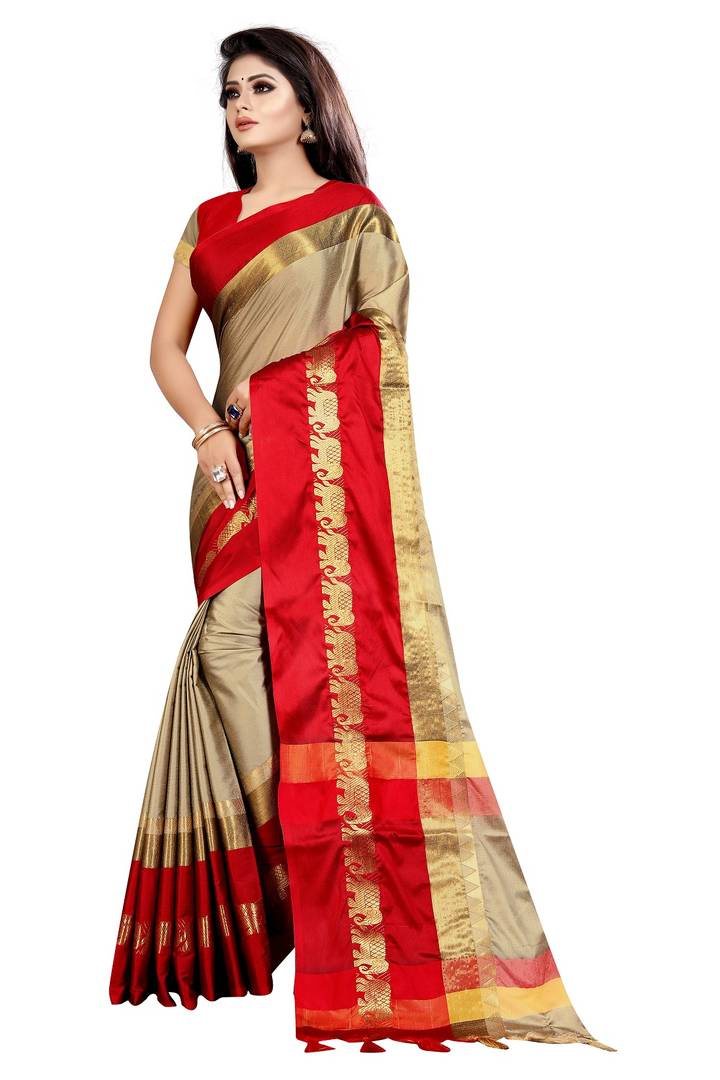 Multicoloured Woven Design Cotton Silk Saree