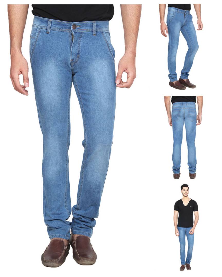 Men's Blue Denim Regular Fit Mid-Rise Jeans