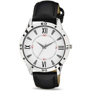 New Black Synthetic Leather Analog Wrist Watch for Men