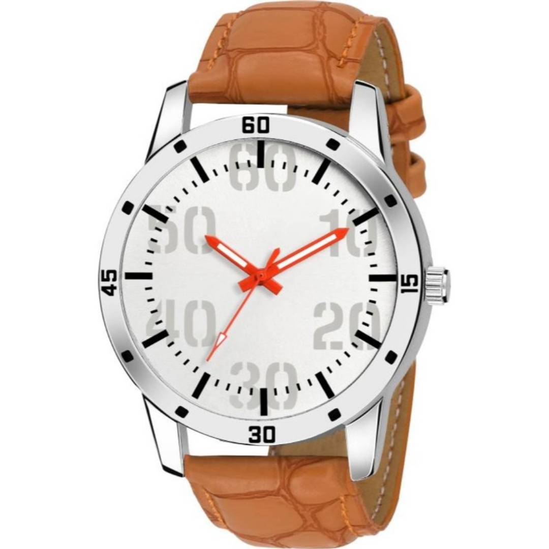 New Brown Synthetic Leather Analog Wrist Watch for Men