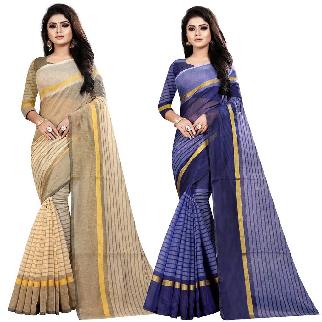Women's Multicoloured Cotton Silk Saree