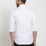 White Solid Cotton Long Sleeves Casual Shirt