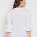 White Embroidered Viscose Rayon Top