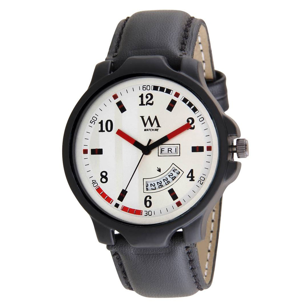 Black Synthetic Leather Analog Watch for Men