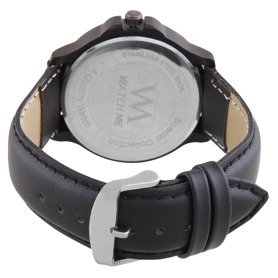 Black Synthetic Leather Analog Watch for Men