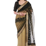 Multicoloured Net Embroidered Saree with Blouse piece