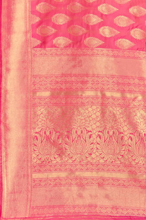 Pink Woven Design Art Silk Saree with Blouse piece