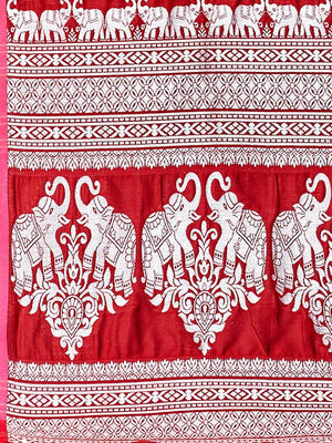 Brown Woven Design Silk Blend Saree with Blouse piece