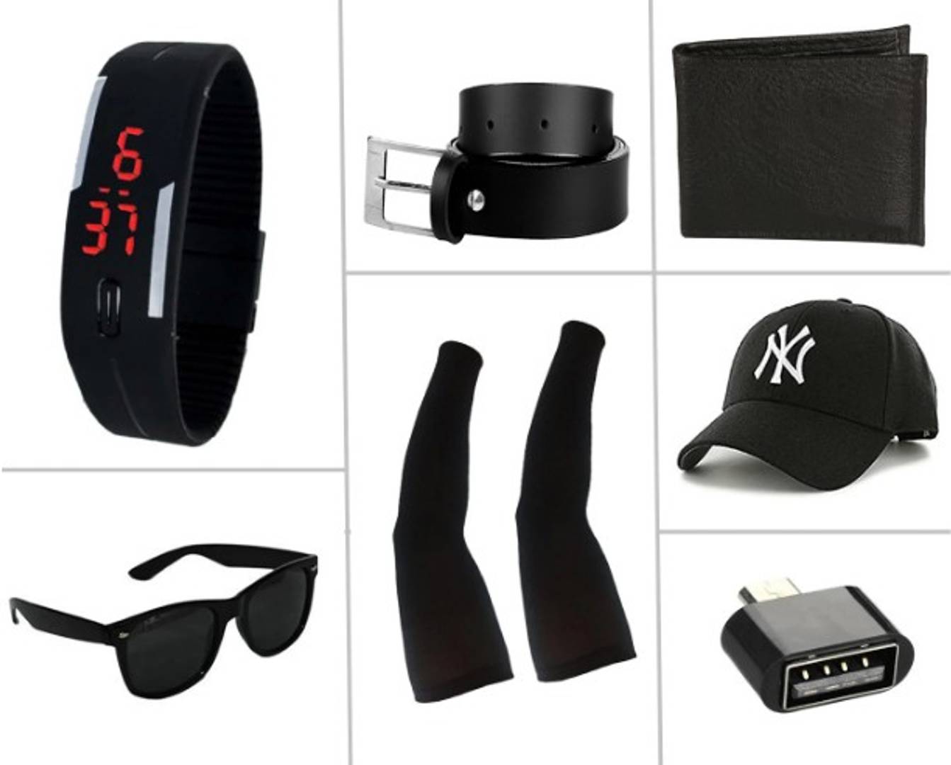 Combo Of Stylish Belt And Get LED Band, Wallet, Sunglass, Arm Sleeves, Black Cap & OTG