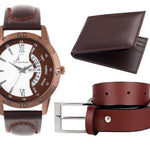 Combo Of Brown Sporty Day And Date Working Watch & Get Free Belt With Wallet