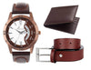 Combo Of Brown Sporty Day And Date Working Watch & Get Free Belt With Wallet