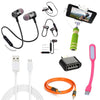 Combo Of Magnetic In-Air Bluetooth Headset With OTG, Aux Cable, USB Light, Data Cable & Selfie Stick