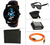 Combo of BLUE MAHADEV Edition Analog watch , Foldable Sunglasses , OTG , Aux And Black Wallet