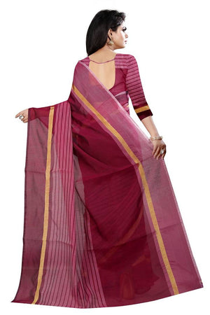 Women's Cotton Silk Striped Saree with Blouse piece Combo Of 3