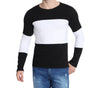 Black White Cotton Colorblocked Full Sleeve T-Shirt