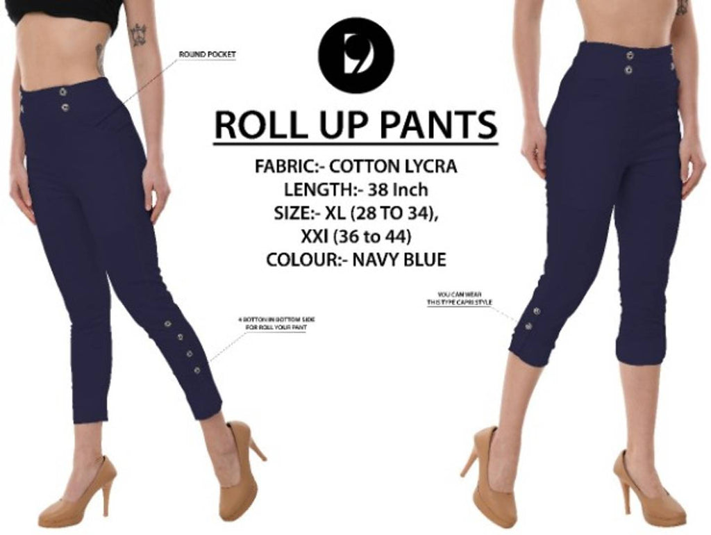 Women's Cotton Lycra Roll Up Pants
