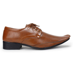 Elegant Tan Solid Synthetic Leather Formal Shoes