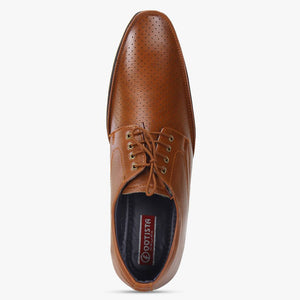 Elegant Tan Solid Synthetic Leather Formal Shoes