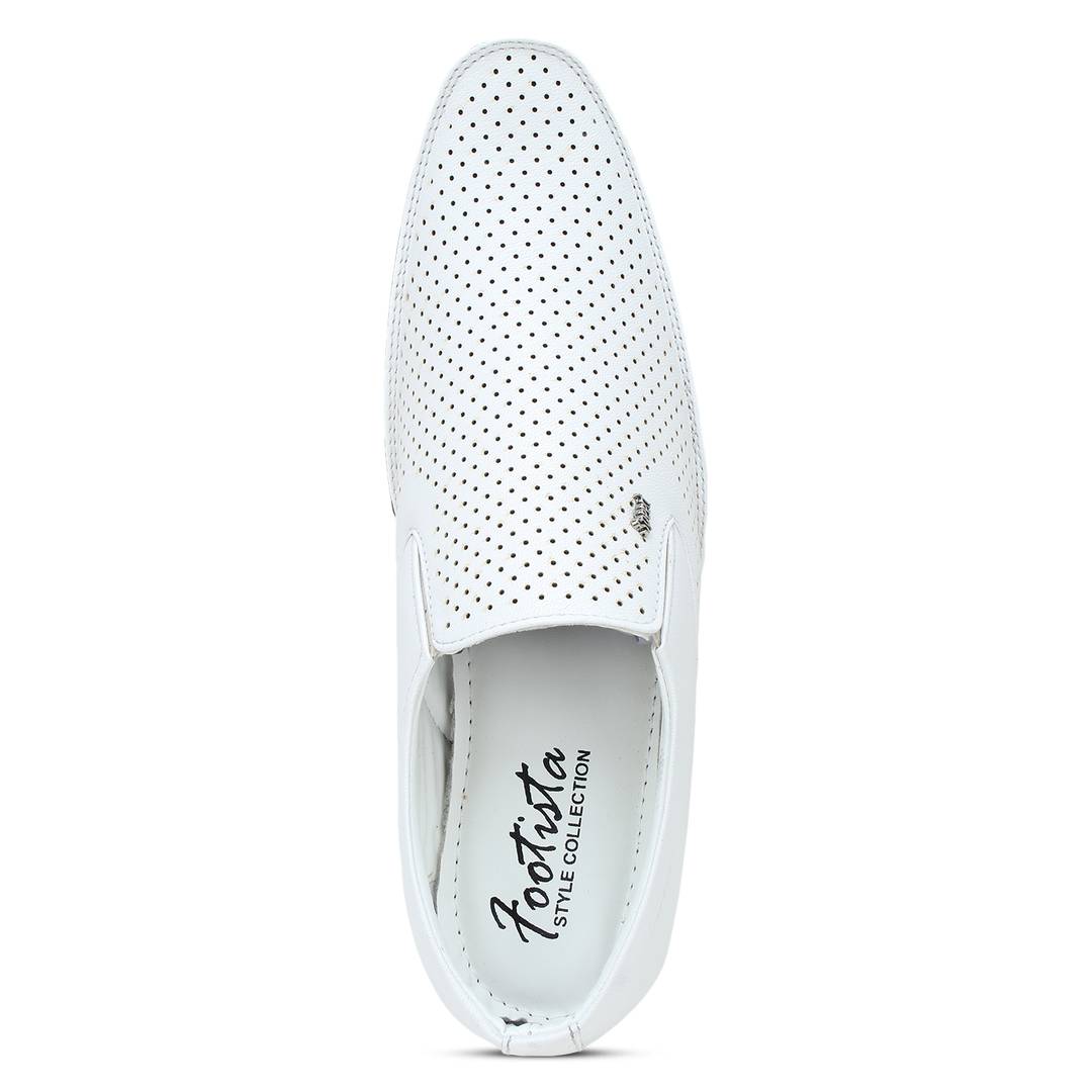 Elegant White Synthetic Leather Formal Shoe – Dilutee India