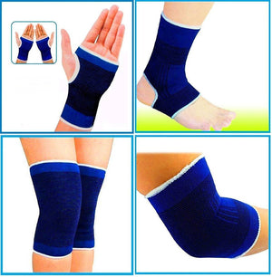 Elastic 4-In-1 Ankle Elbow Palm Knee Support For Joint Pain Surgical & Sports Activity - 1 Pair Each