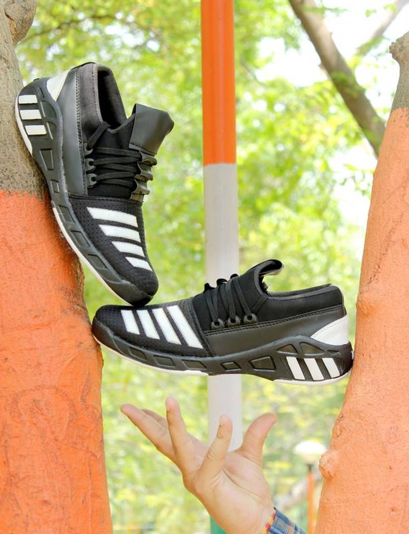 Men's Black Synthetic Sport Sneakers
