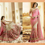 Designer Baby Pink Color Chiffon Bollywood Saree