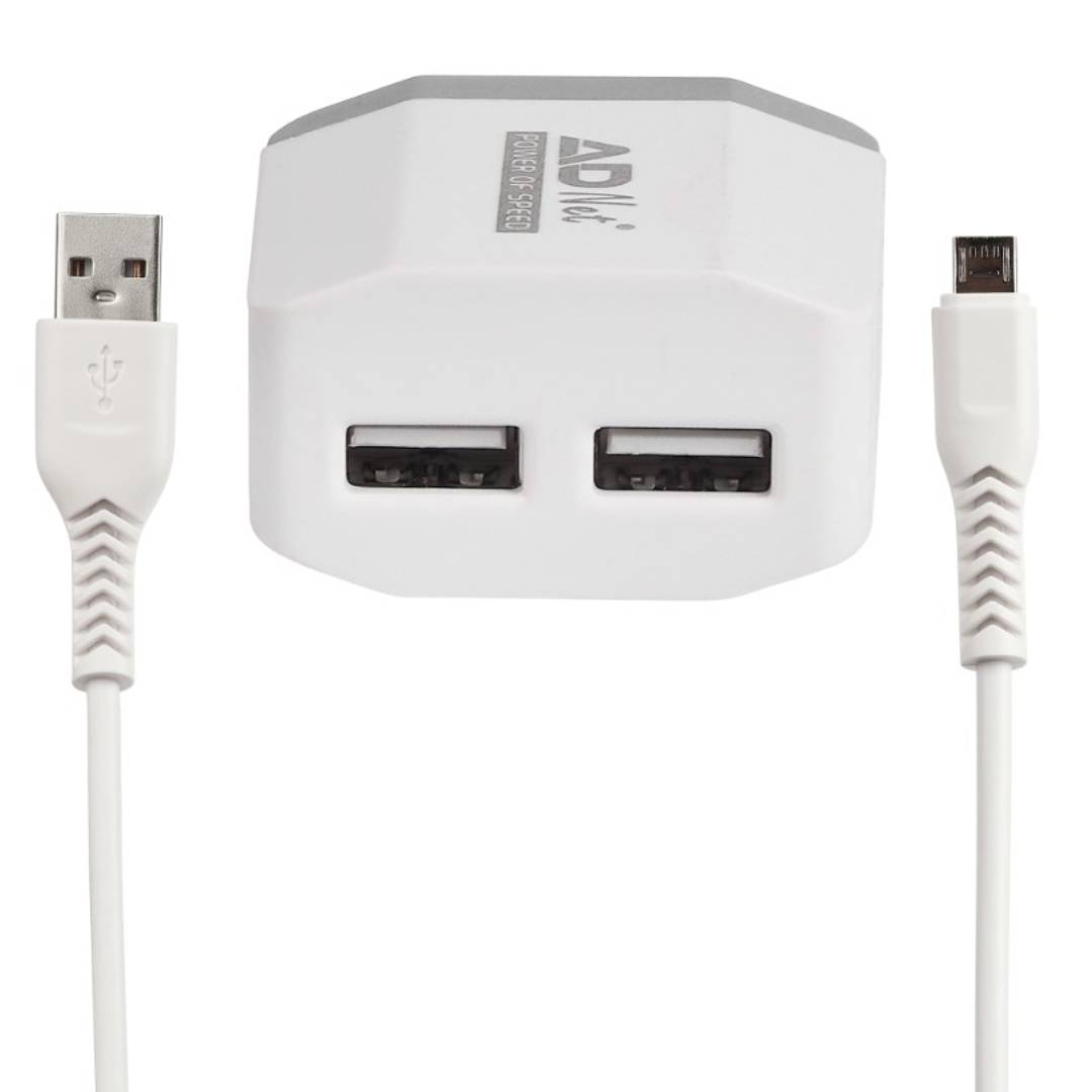 3.1 Amp 5V Dual Port Fast Wall Charger With Fast Charging Micro USB Cable