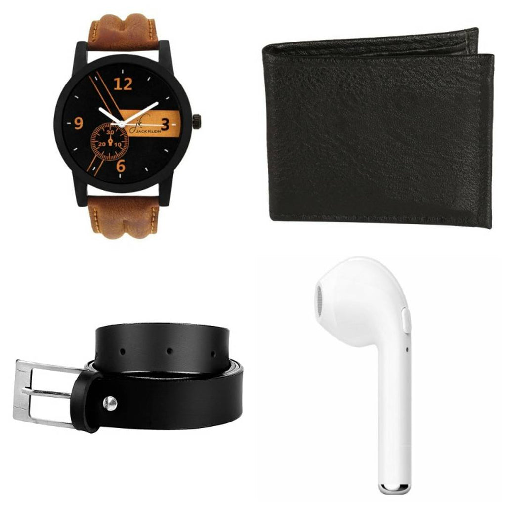 Watch With Rechargeable Bluetooth Earbuds, Belt & Wallet