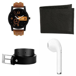 Watch With Rechargeable Bluetooth Earbuds, Belt & Wallet