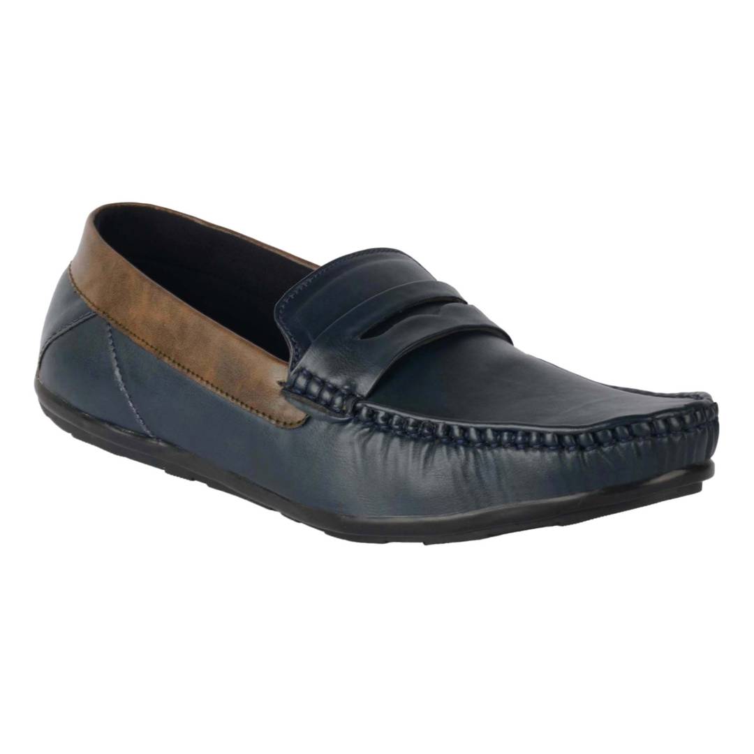 Elegant Blue Solid Synthetic Leather Men's Loafers