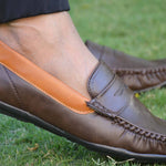 Elegant Coffee Solid Synthetic Leather Men's Loafers