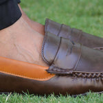 Elegant Coffee Solid Synthetic Leather Men's Loafers