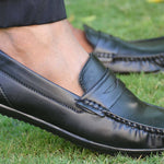 Elegant Black Solid Synthetic Leather Men's Loafers