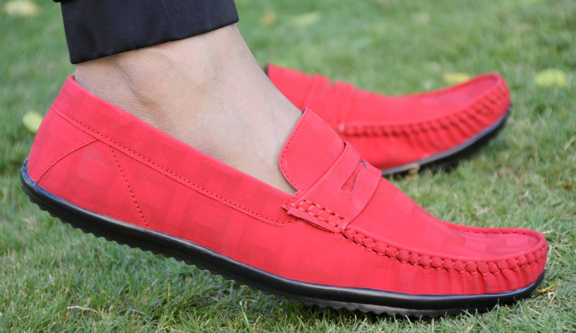 Elegant Red Solid Synthetic Leather Men's Loafers