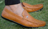 Elegant Tan Solid Synthetic Leather Men's Loafers