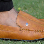 Elegant Tan Solid Synthetic Leather Men's Loafers