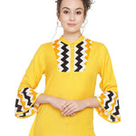 Mustured Regular Length Printed Rayon Top For Women's