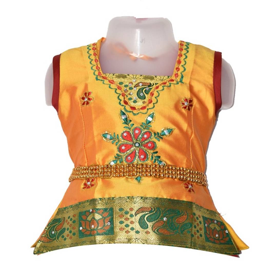 Flawless Maroon Embroidered Silk Blend Girl's Lehenga Cholis