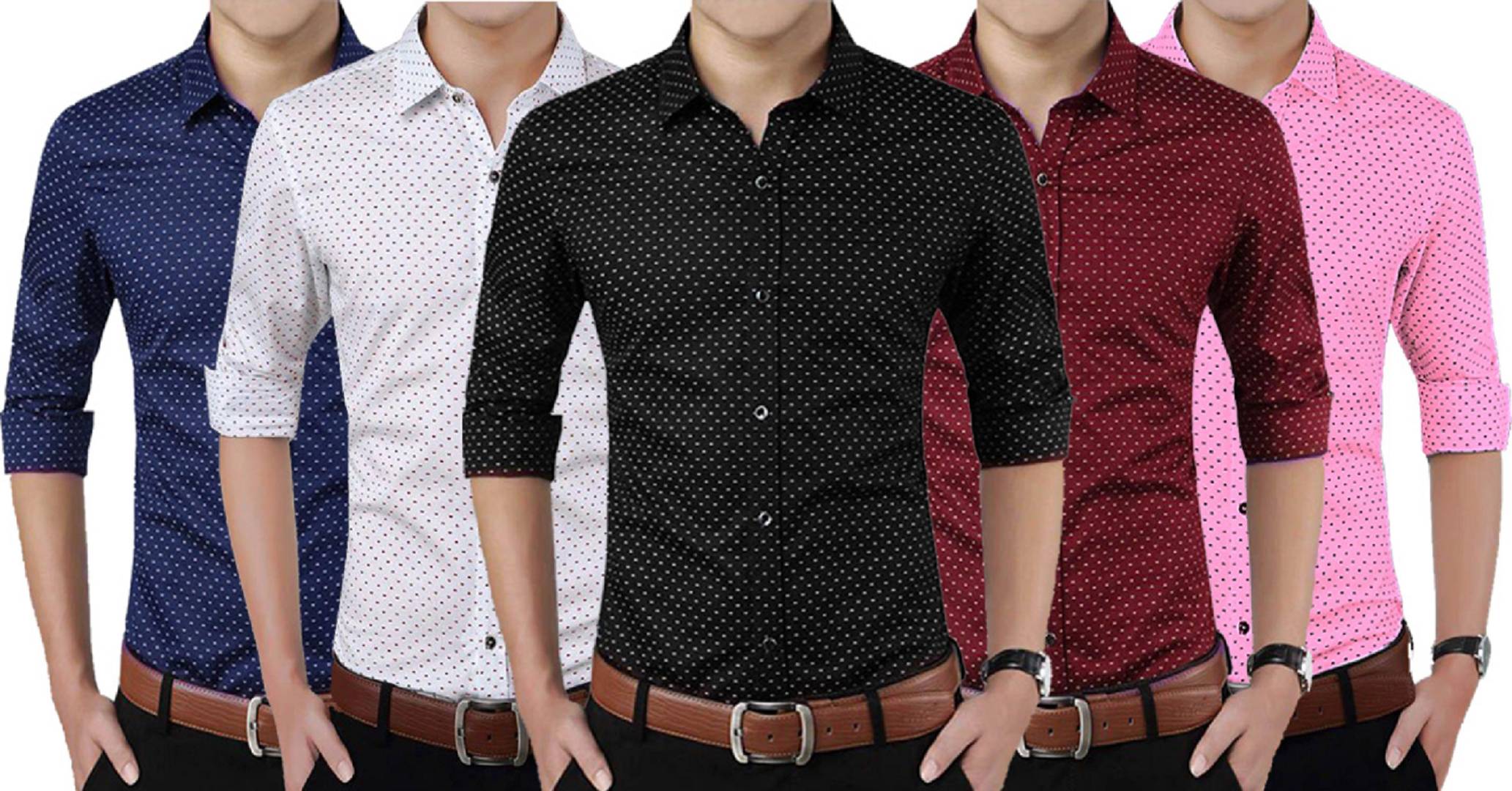 Men's Printed Cotton Blend Full Sleeve Casual Shirt Pack Of 5