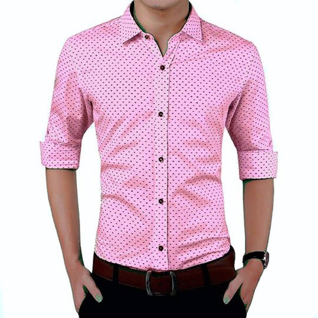 Men's Pink Printed Cotton Blend Full Sleeve Casual Shirt
