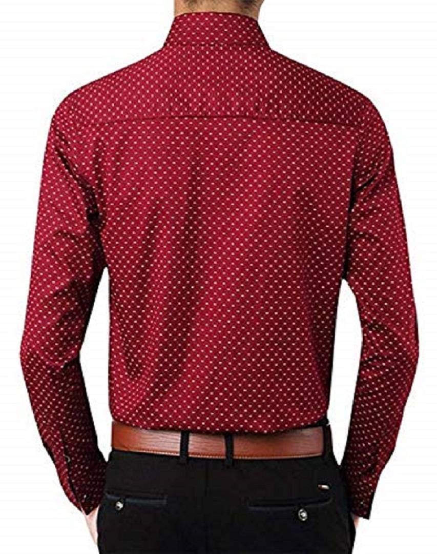 Men's Maroon Printed Cotton Blend Full Sleeve Casual Shirt