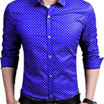 Men's Blue Printed Cotton Blend Full Sleeve Casual Shirt